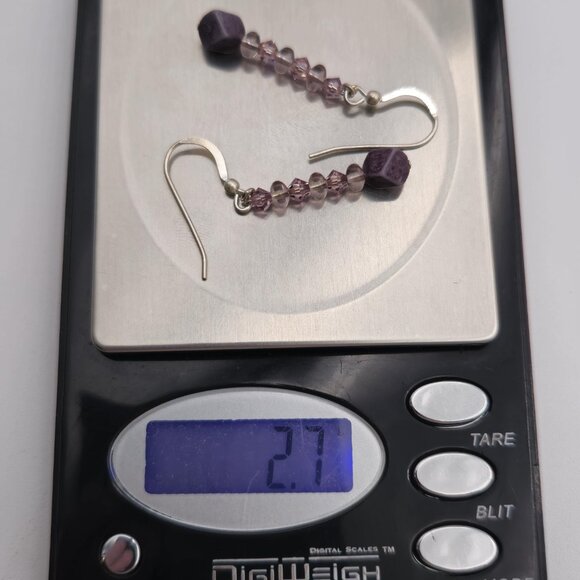 Sterling Silver Beautiful Crystals With Stone Dangle Earrings A3111 - Picture 5 of 5